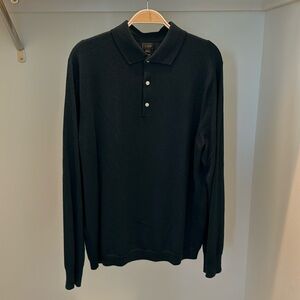 J.Crew wool long sleeve golf shirt size large colored green in great shape